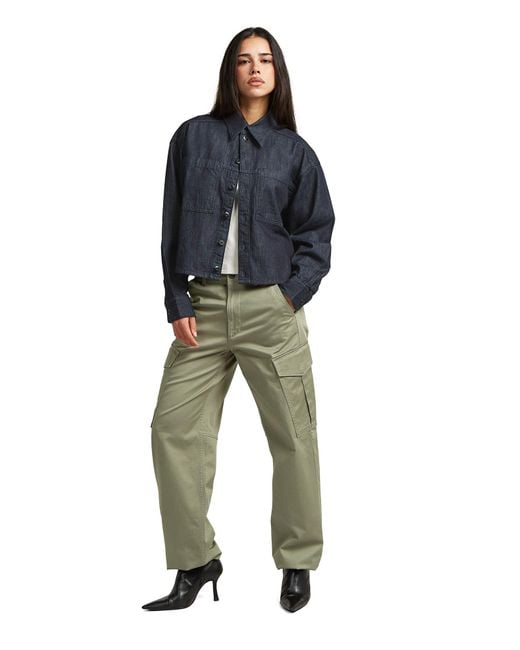 G-Star Blue Cropped Relaxed Shirt