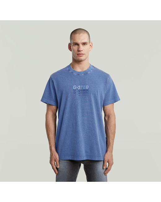 G-Star Multi Logo Overdyed Loose T-Shirt in het Blue voor heren