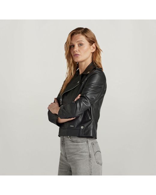 Veste Leather Biker G-Star en coloris Black