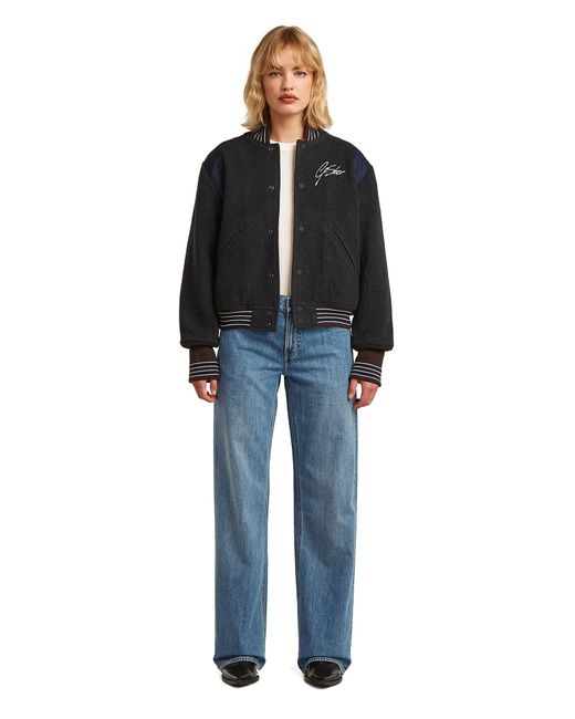 G-Star Black Cropped Varsity Bomber Jacket