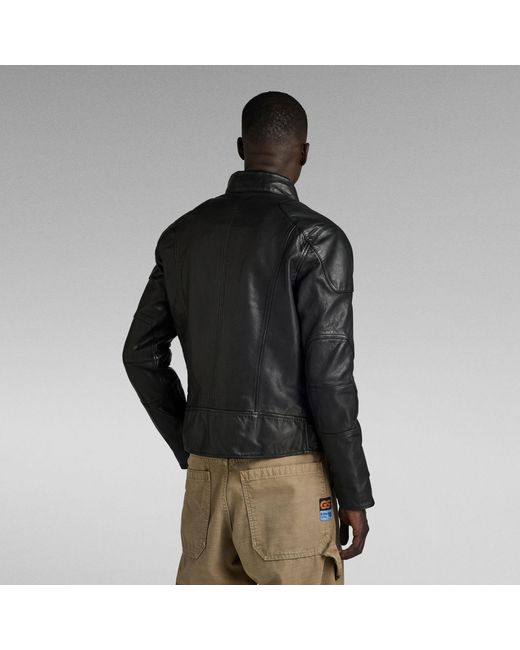 G-Star RAW Biker Leather Jacke in Black für Herren