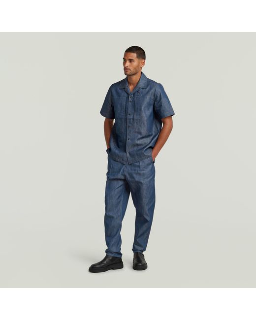 G-Star Pleated Chino Relaxed Tapered Jeans in het Blue voor heren