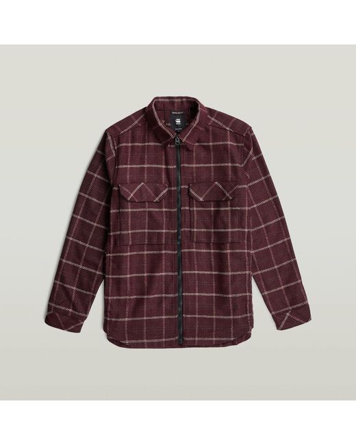 G-Star Zip Regular Overshirt in het Brown voor heren