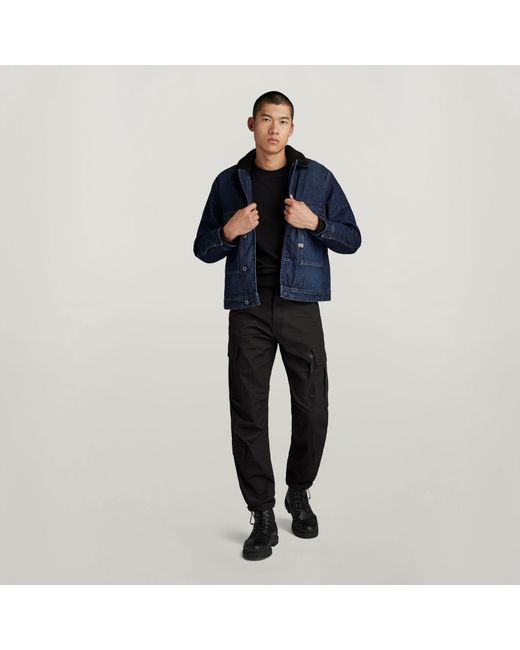G-Star Blue Utility Flap Pocket Sherpa Denim Jacket Man for men