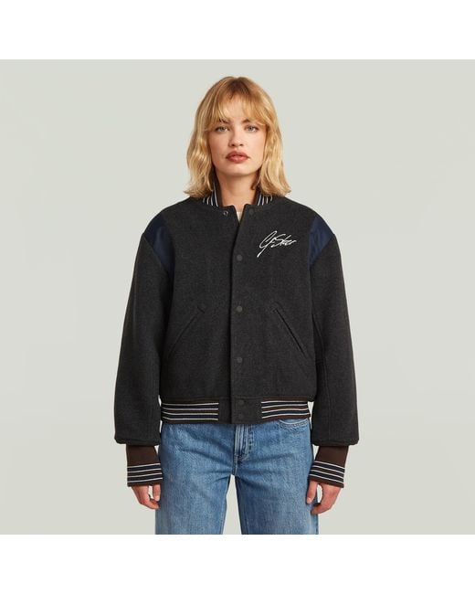 G-Star Black Cropped Varsity Bomber Jacket