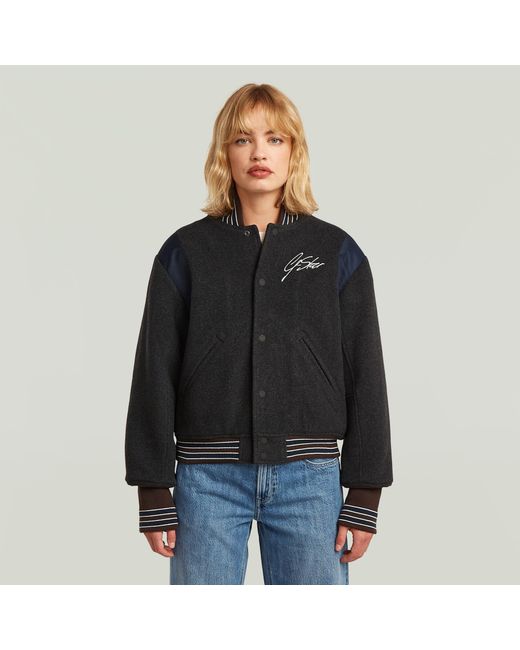 G-Star Cropped Varsity Bomberjack in het Black