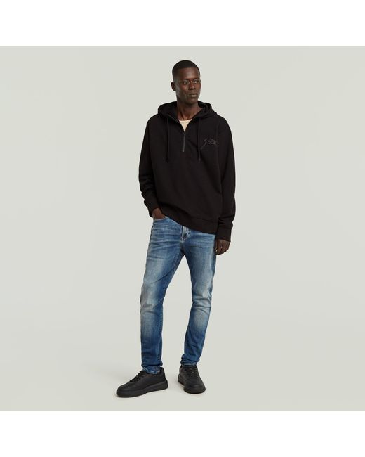 G-Star Black Script Half Zip Hoodie for men