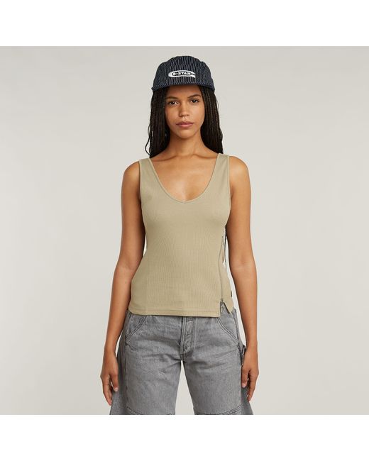 G-Star Green Asymmetrical Zip Slim Tank Top
