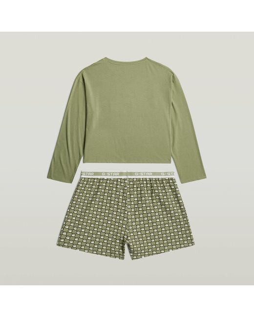 G-Star Green Tee And Short Pajamas Set