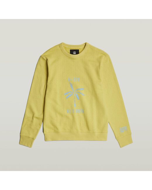 G-Star RAW Musa Stencil Sweater in het Yellow voor heren