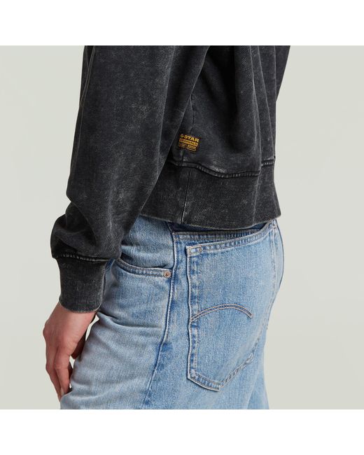 G-Star Black Washed A Line Script Hoodie Sweater
