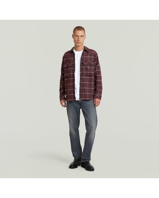 G-Star Zip Regular Overshirt in het Brown voor heren
