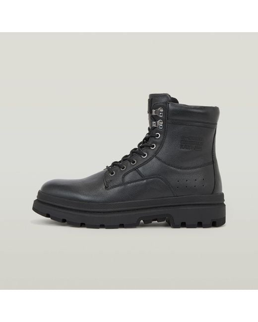 G-Star Arron High Leather Boots in Black for Men | Lyst