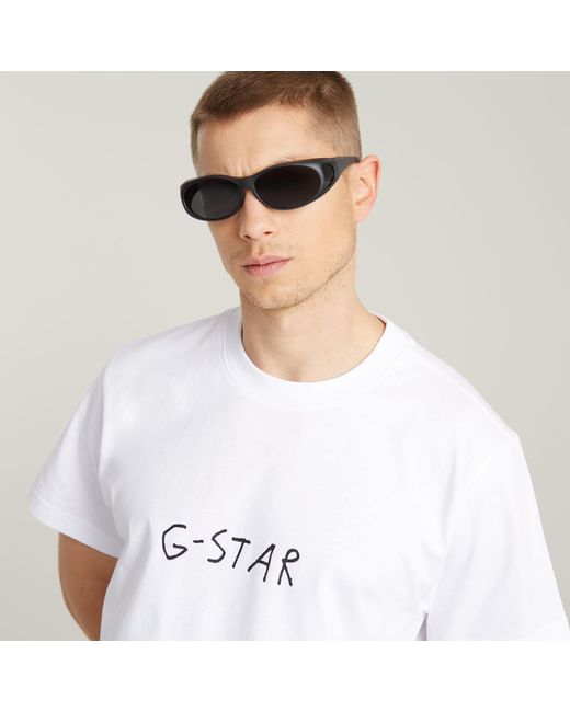G-Star RAW Handwriting Back Print Loose T-Shirt in White für Herren