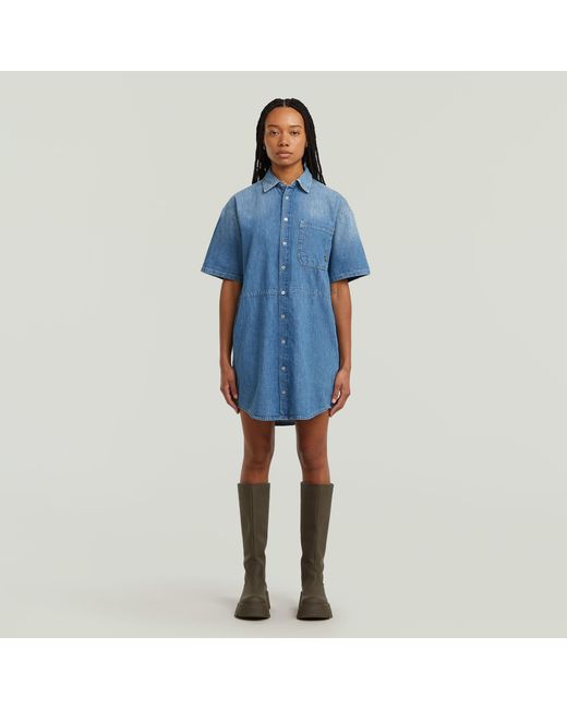 G-Star Relaxed Drawcord Jurk in het Blue