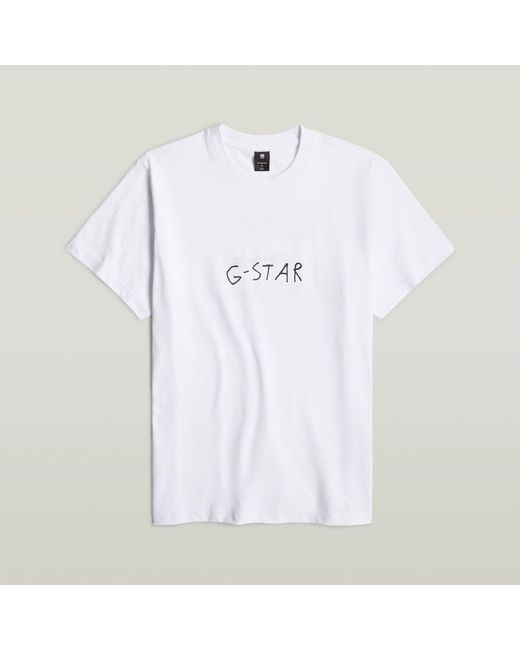 G-Star RAW Handwriting Back Print Loose T-shirt in het White voor heren