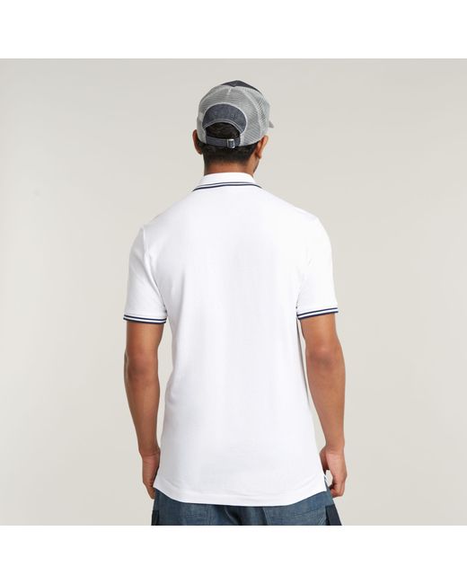 G-Star RAW Dunda Slim Stripe Poloshirt in White für Herren