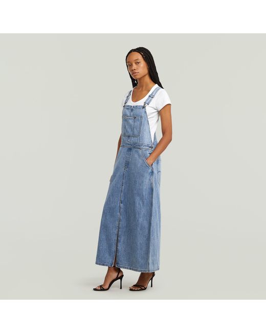 G-Star Blue Skater Maxi Dungaree Kleid