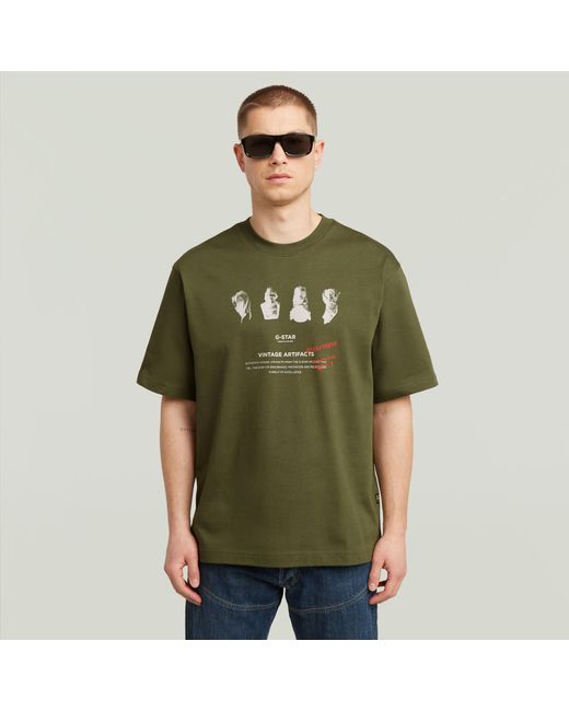 G-Star Men's Green Artifacts Boxy T-Shirt