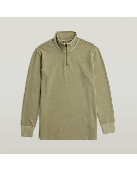 G-Star Overdyed Half Zip Tweeter in Green für Herren
