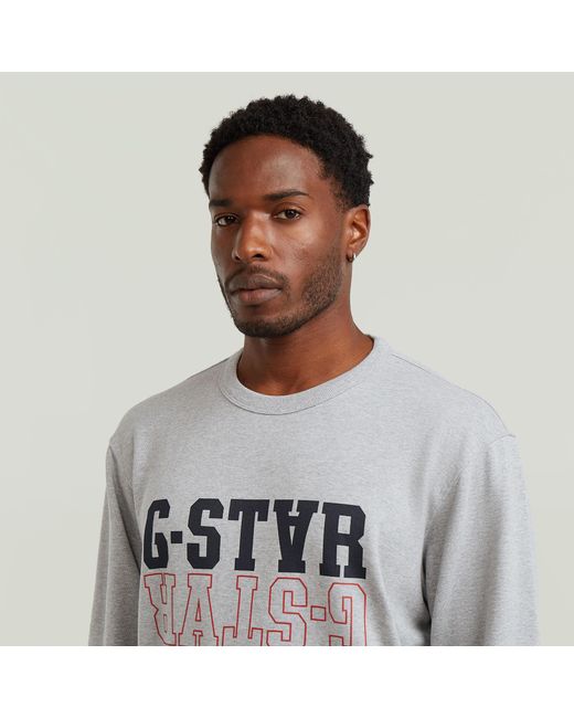 G-Star Gray Logo Sweater for men
