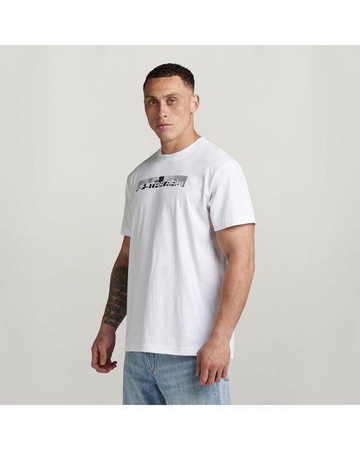 G-Star White Flight Deck Back Graphic Loose T-Shirt for men
