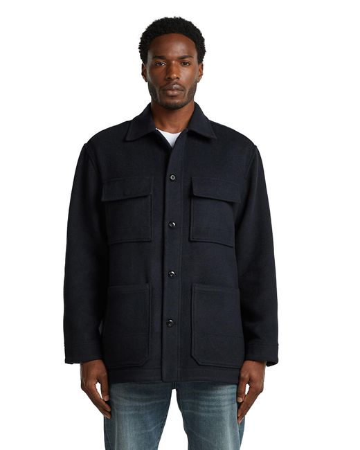 G-Star Black Wool Chore Jacket for men
