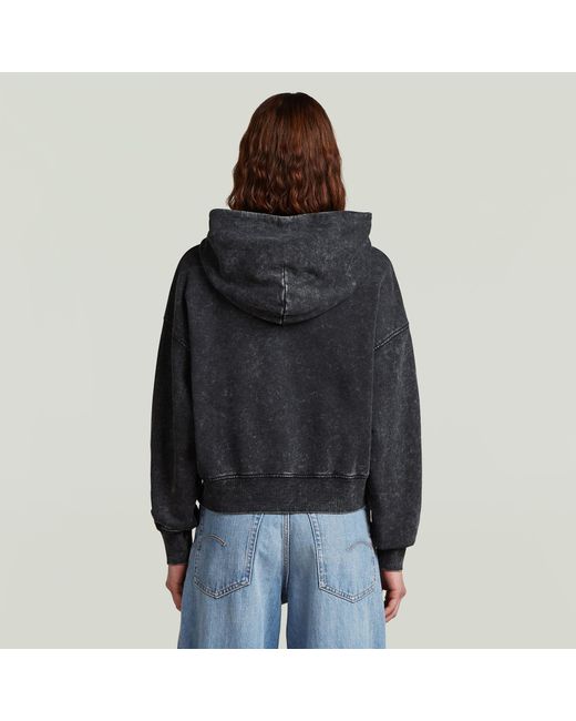 G-Star Black Washed A Line Script Hoodie Sweater