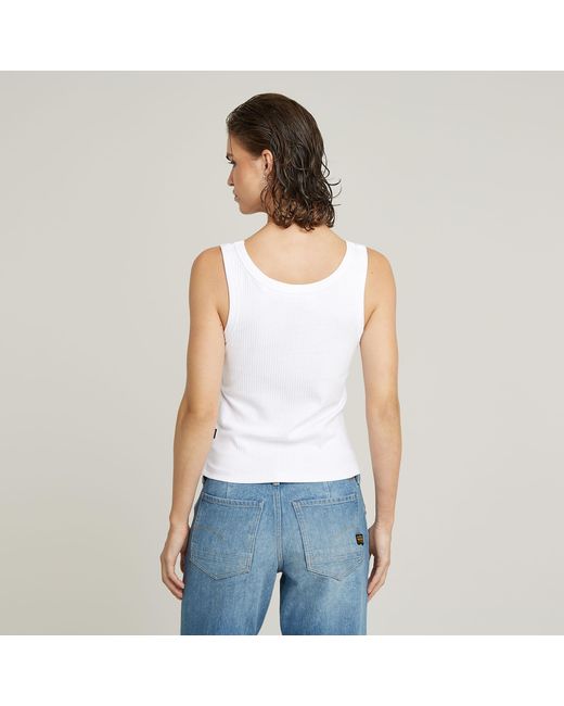 G-Star White Slim Rib Tank Top