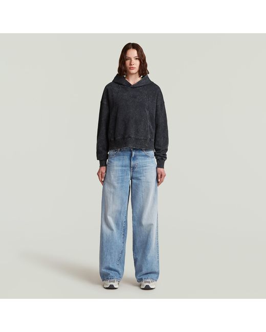 G-Star Black Washed A Line Script Hoodie Sweater