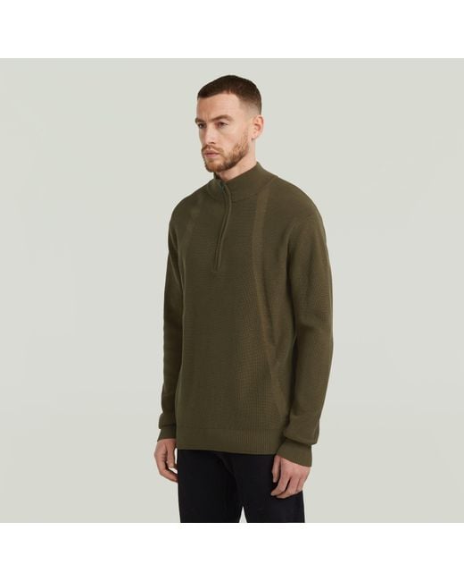 G-Star Green Structure Half Zip Knit for men