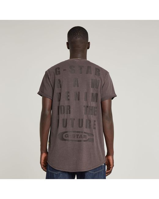 G-Star Brown Text Back Graphic Overdyed Lash T-Shirt for men