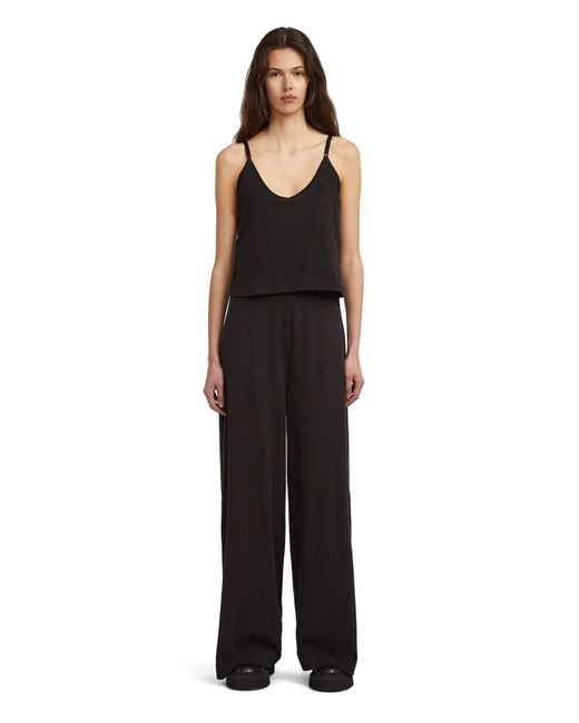 G-Star Black Spaghetti Strap Loose Jumpsuit