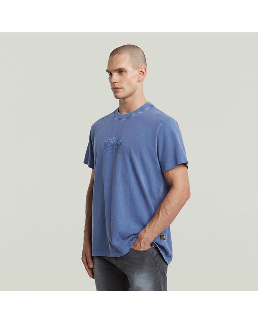 G-Star Multi Logo Overdyed Loose T-Shirt in het Blue voor heren