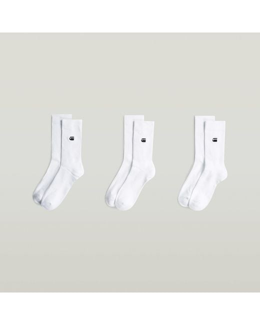 G-Star White Socks 3-Pack for men