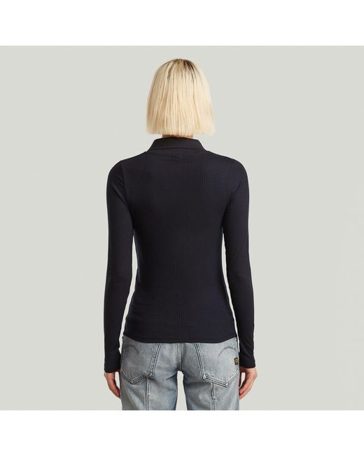 G-Star Blue Ribbed Slim Poloshirt