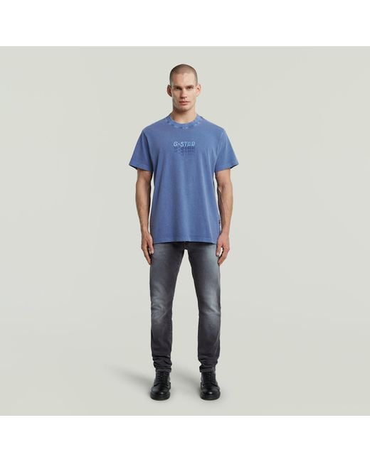 T-Shirt Multi Logo Overdyed Loose G-Star pour homme en coloris Blue