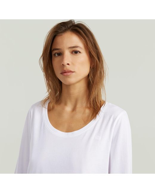 G-Star White Scoop Neck Long Sleeve T-Shirt