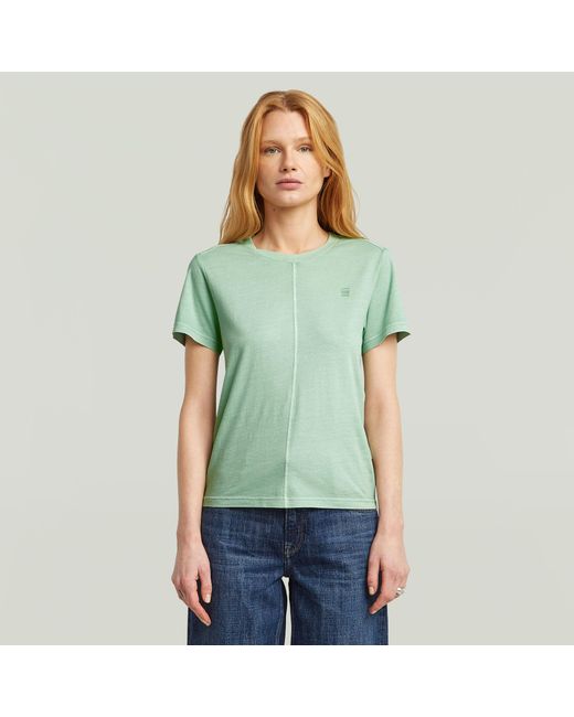 G-Star Green Overdyed Front Seam T-Shirt