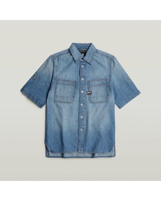 G-Star RAW Slanted Double Pocket Regular Shirt in het Blue voor heren