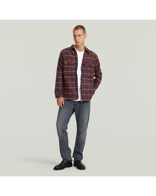 G-Star Zip Regular Overshirt in het Brown voor heren