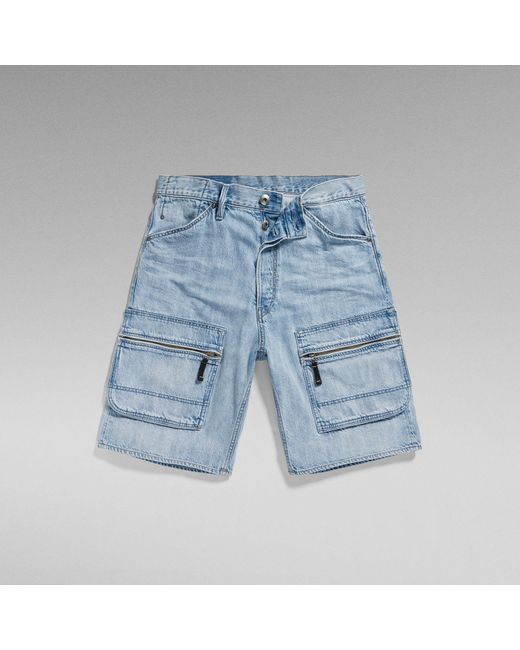 G-Star RAW Denim Cargo Loose Shorts in Blue für Herren