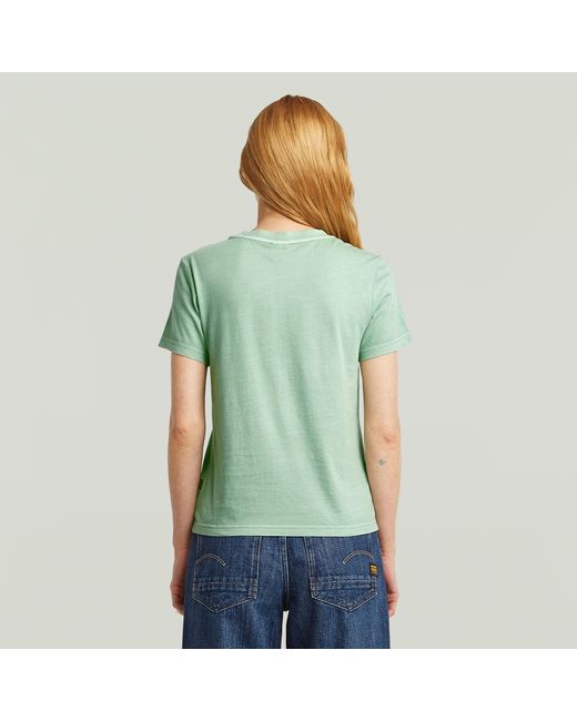 G-Star Green Overdyed Front Seam T-Shirt