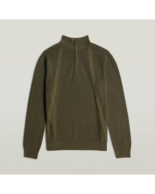G-Star Green Structure Half Zip Knit for men