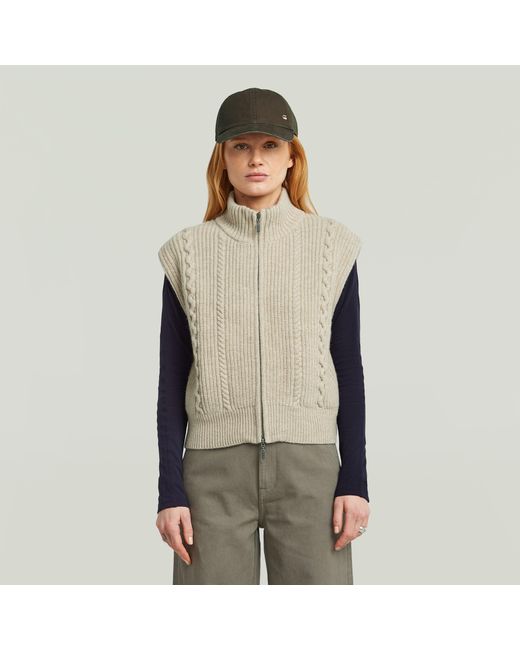 G-Star Natural Cable Full Zip Vest Knit