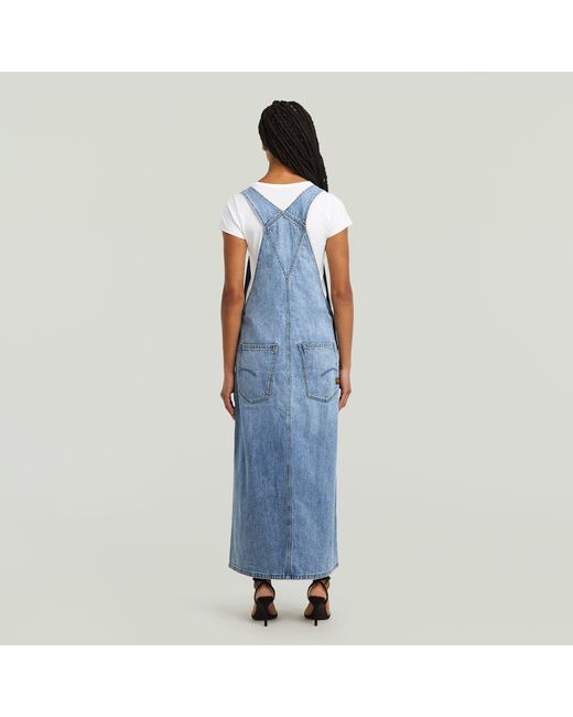 G-Star Blue Skater Maxi Dungaree Kleid