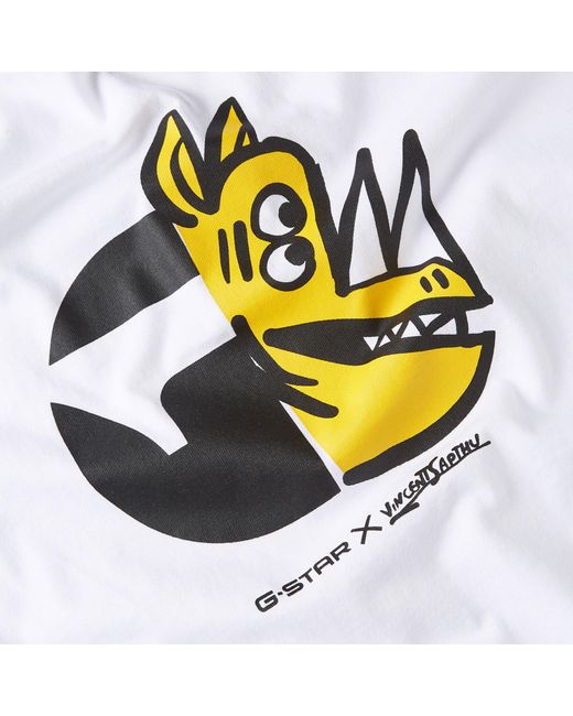 G-Star RAW Rhino Cartoon Loose T-Shirt in White für Herren