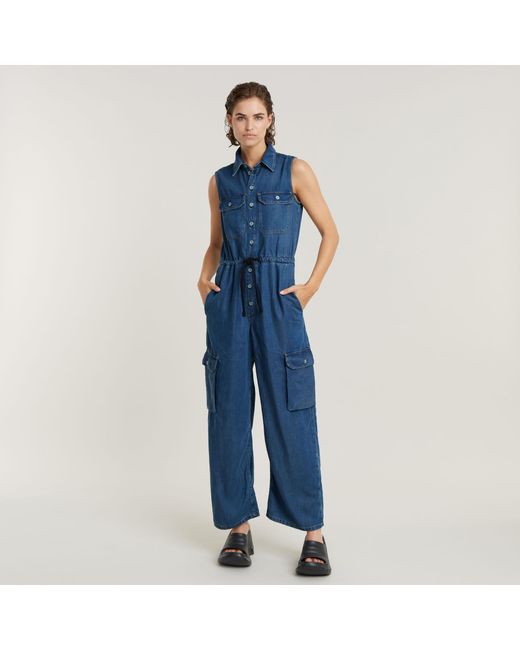 G-Star RAW Soft Utility Jumpsuit in het Blue