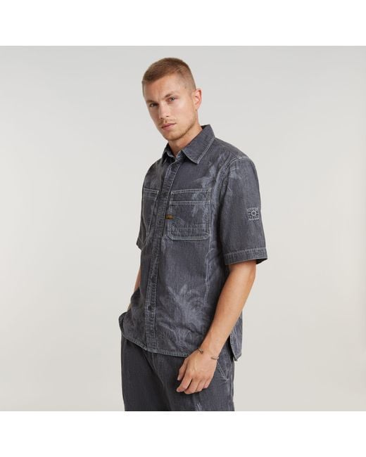 G-Star RAW Slanted Double Pocket Regular Shirt in het Gray voor heren