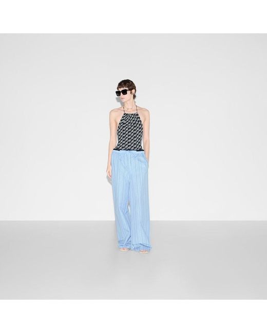 Gucci Blue Printed Sparkling Jersey Swimsuit
